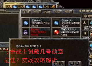 传奇战士佩戴几号勋章最佳?实战攻略解析 传奇战士佩戴几号勋章最佳?实战攻略解析