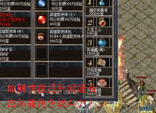 如何快速提升网通合击私服角色战斗力? 如何快速提升网通合击私服角色战斗力?